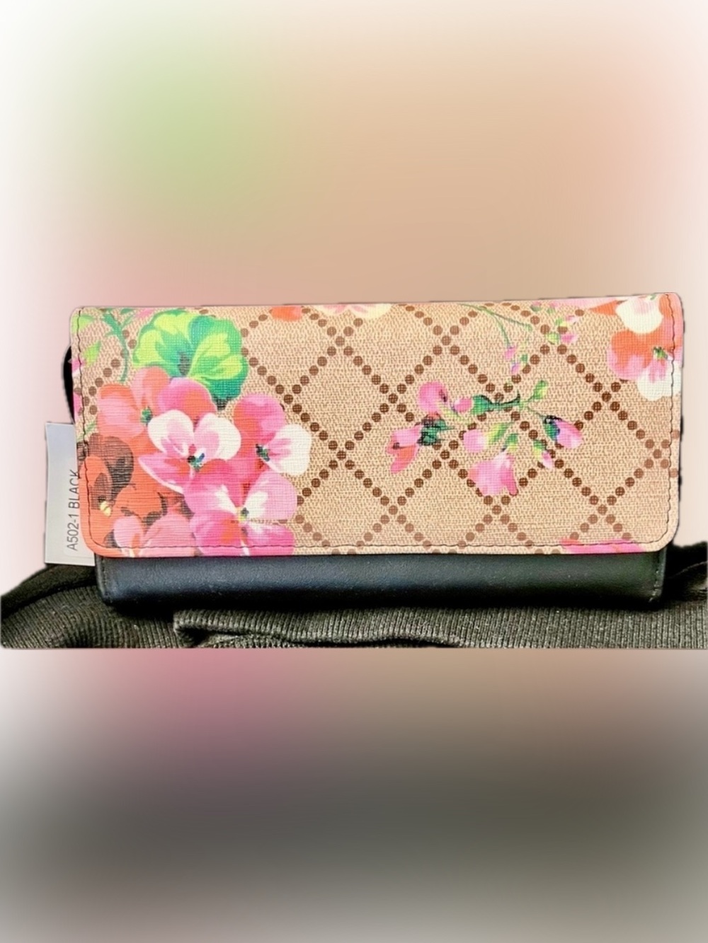 AR New York Floral Blooms Print Snap Clutch Long Wallet NWT Boho Vegan Leather